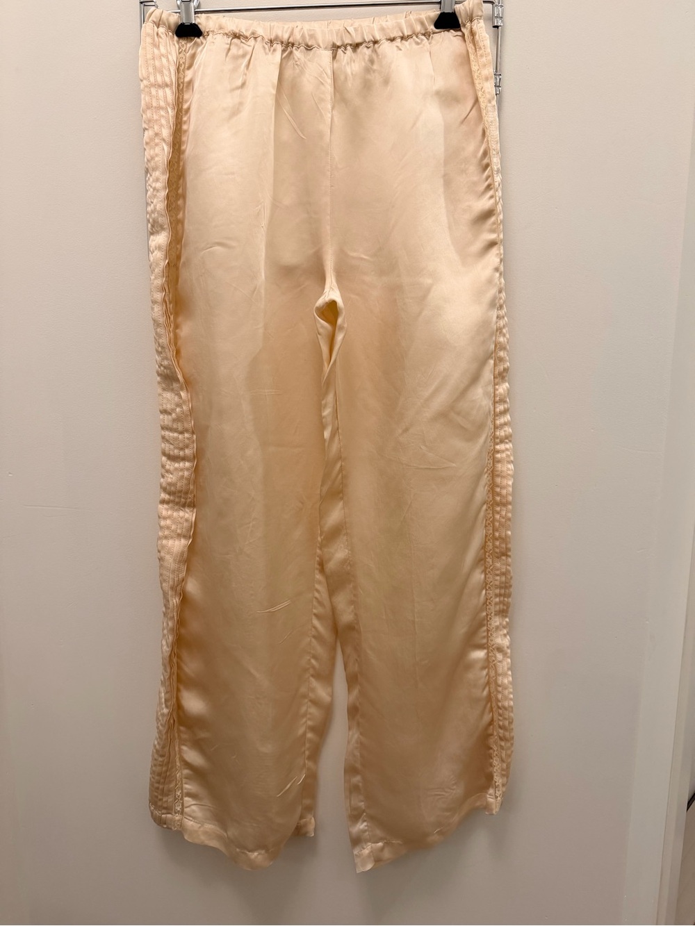 Zara Satin Wide-Leg Cream Pants